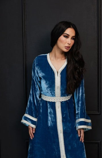 Azure Velvet Abaya - Royal Sapphire