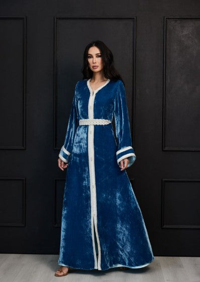 Azure Velvet Abaya - Royal Sapphire