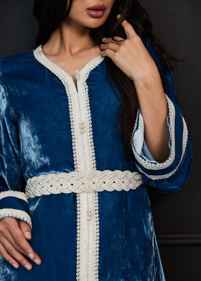 Azure Velvet Abaya - Royal Sapphire