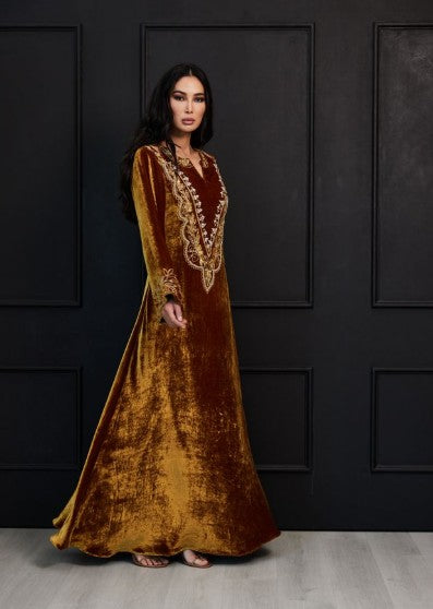 Golden Amber Abaya - Burnished Bronze