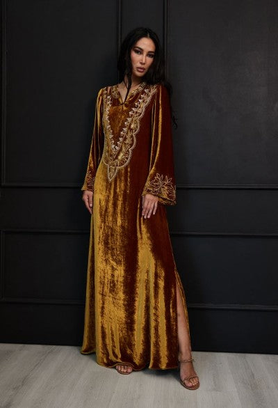 Golden Amber Abaya - Burnished Bronze