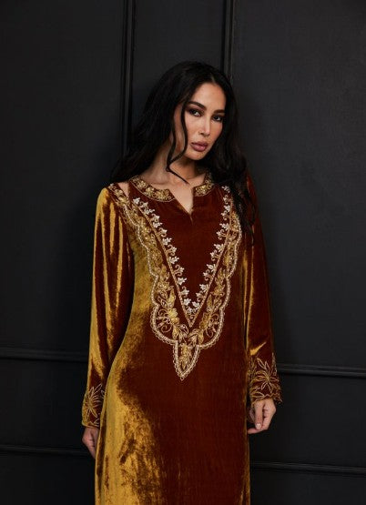 Golden Amber Abaya - Burnished Bronze