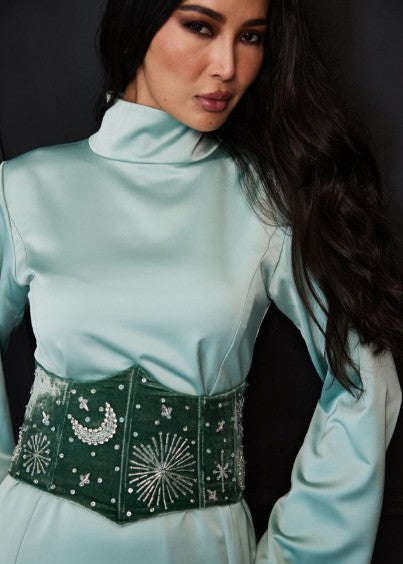 Luminous Mint Abaya - Celestial Sage