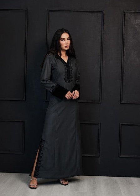 Graphite Grace Abaya - Charcoal Slate
