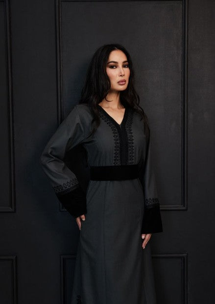Graphite Grace Abaya - Charcoal Slate