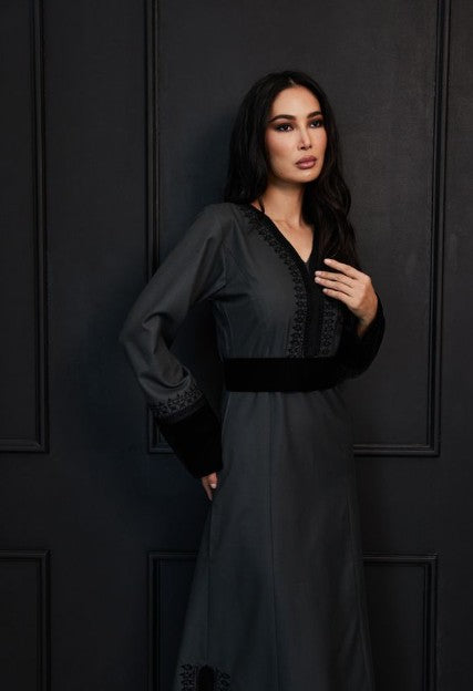 Graphite Grace Abaya - Charcoal Slate