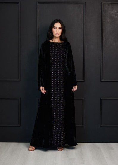 Midnight Sequin Abaya - Raven Velvet