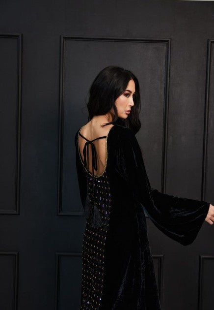 Midnight Sequin Abaya - Raven Velvet